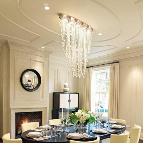 Youlaike Modern Chandelier Lighting Oval Design Dining Living Room Crystal Light Luxury Flush Mount LED Cristal Lustre