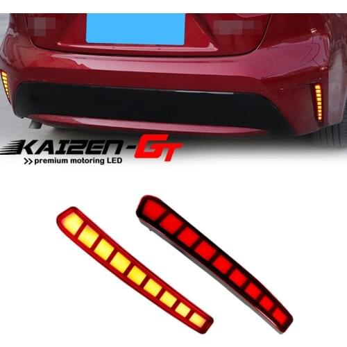 Red LED Rear Bumper Reflector Lights, Function as Tail /Brake, Rear Fog Light w/ Turn Signal Light For 2020 2021 Toyota Corolla