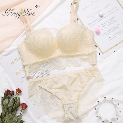 MengShan Comfortable sexy underwear suit Massage palm cup Ring-free lace edge bras set for women lingerie femme push up bra set