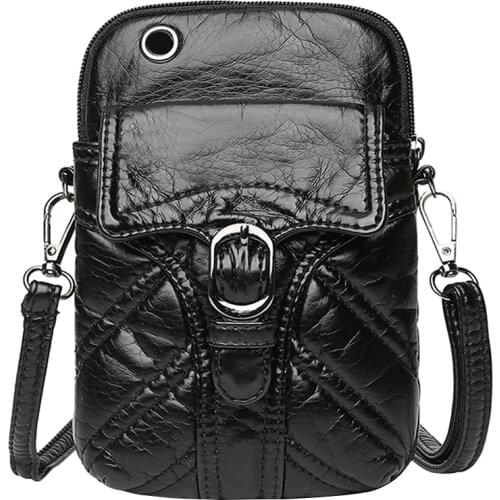 Vintage Soft Leather Crossbody Bags Rivet PU Women Messenger Shoulder Bag Small Female Handbags Phone Purses Black and Brown