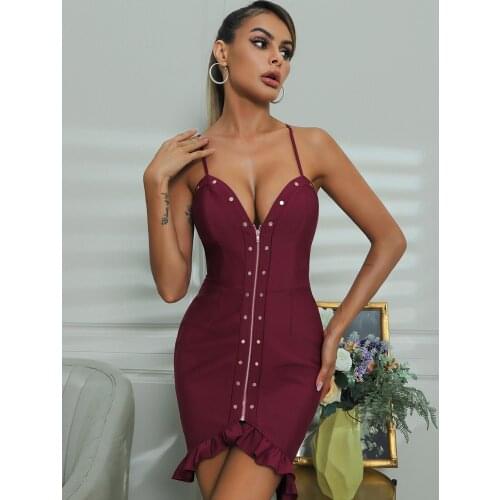 Women Summer Sexy Sleeveless V Neck Mermaid Black Bodycon Mini Bandage Dress 2021 Elegant Evening Party Club Dress Female