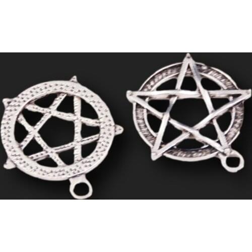 10pcs Silver Plated Wicca Pentacle Pendants Retro Bracelet Necklace DIY Charm Metal Jewelry Handicraft Making 30*25mm A280