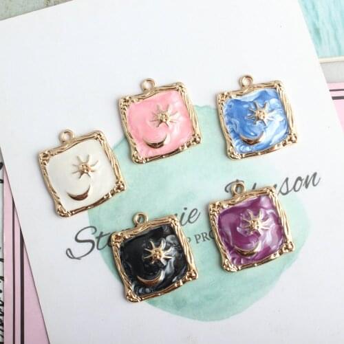 10pcs/pack Fashon Jewelry Night Moon and star Enamel Charms Craft Metal Earring Charms Keychain DIY Jewelry Making Zinc Alloy