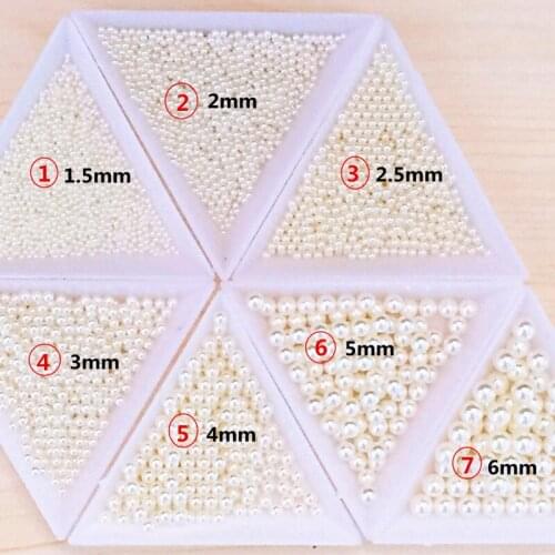 100pcs/bag Retail 2017 Japan Korea New 3D Nail Sticker Kawaii Beige Ball Pearl 3D Nail Art Deco DIY Nail Tools