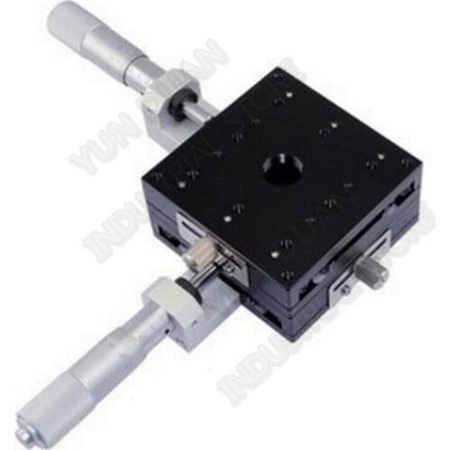 80*80mm XY Axis 3" Trimming Station Manual Displacement Platform Cross Roller Guide Way Linear Stage Sliding Table LY80-C