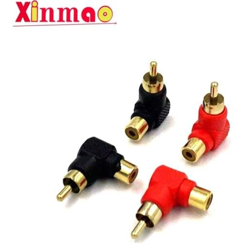Audio AV RCA Elbow Plug Jack Extender L Shape RCA Connector Black Red Right Angle RCA Male to Female 90 Degree RCA Connector