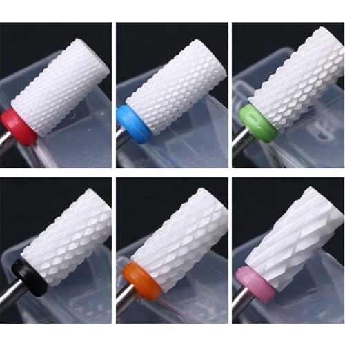 White Ceramic Nail Drill Bit Electric Dental Lab Rotary Cylindrical-shape Milling Cutter Cuticle Remover Gel Varnish Polish Tool