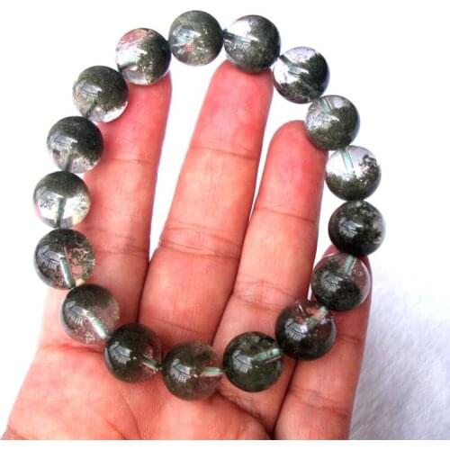 Free Shipping Natural Green Phantom Round Beads 12.5mm Stretch Bracelet Women Man Jewelry Accessories Weddings Parties Gift