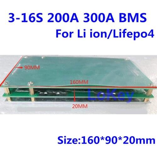 3s to 16S 48v Lifepo4 li-ion Battery protection Board 400A 300A 200A 100A BMS 10S 13S 14S 16S with balance