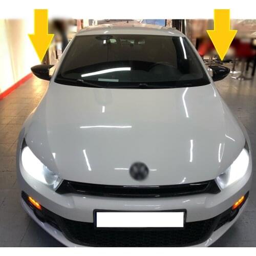 Bat Rear Mirror Cover For VW Scirocco Bright Piano Black Case Protector Cap External Tuning Modify Accessories 2 Pcs