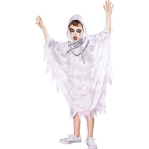 Reneecho Cheap Boys Costume For Halloween Kids Ghost Costume Chain Print Tunic Child Vampire Cosplay