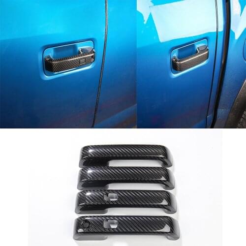 For Ford F150 2017-2019 with sensor Carbon Fiber Exterior Side Door Handle Cover Trim
