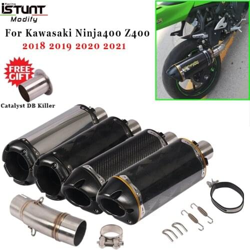 For Kawasaki Ninja400 Ninja 400 Z400 Motorcycle Exhaust Muffler Modified catalyst DB Killer escape Moto Middle Link Pipe Slip on