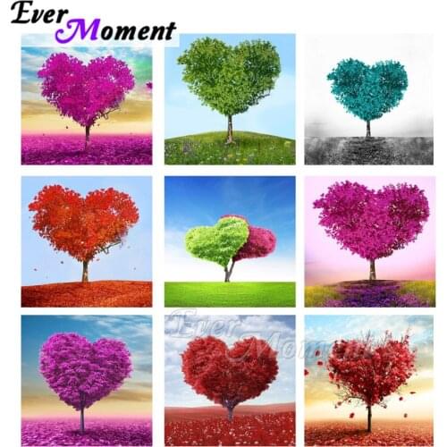 Ever Moment Diamond Painting Picture Of Rhinestone Heart Shaped Tree Full Square Drill Decoration Diamond Embroidery ASF2064