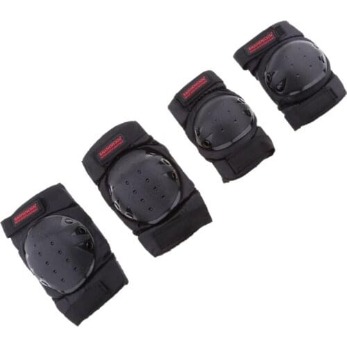 Children & Adults Flexible and Breathable Knee Elbow Armor Motorcycle Motocross Cycling Elbow and Knee Protector Pads Black