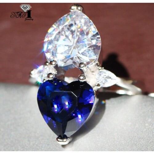 Wholesale YaYI Jewelry Fashion Princess Cut White Cubic Zirconia Opal Silver Color Engagement Wedding Party Lovers Rings