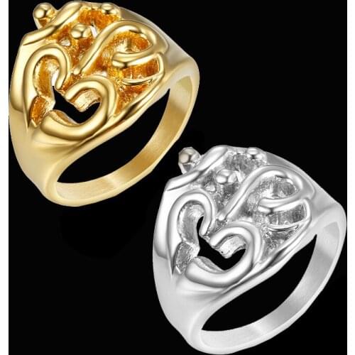 Yoga Symbols Ring Women Girls Gold Color Resizable om Rings African Jewelry Wedding Accessories