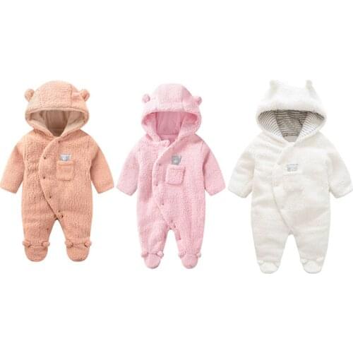 Newborn Baby Romper Winter Costume Baby Boys Clothes Coral Fleece Warm Baby Girls Clothing Animal Overall Baby Rompers Jumpsuit