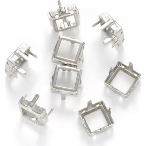 XIAOPU Square Empty Rhinestone Claws Sew On Stones Container Silver Golden Color Rhinestone Base Sewing Crystals Accessories