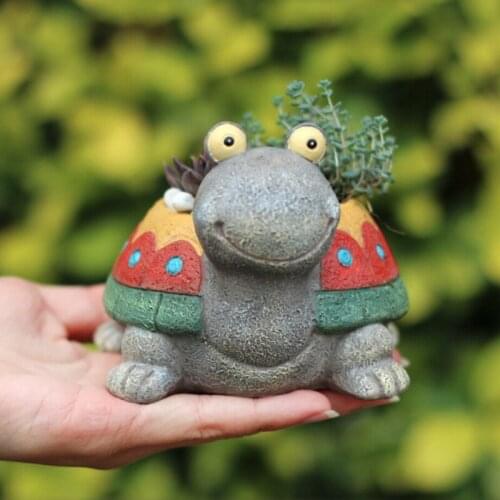 Cute Turtle Flowerpot Animal Resin Succulent Planter Desk Mini Ornament Home Decor Flower Pot