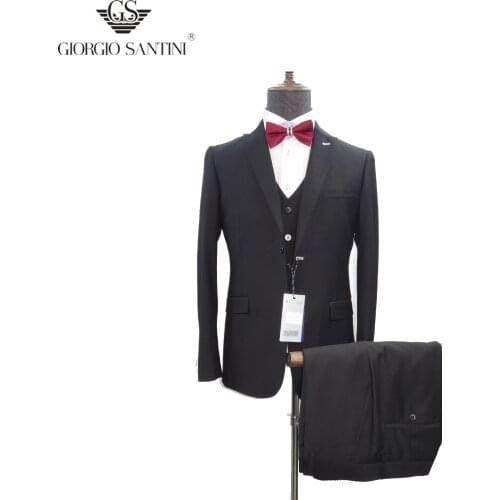 2020 mens casual suit black suit 3-piece set (jacket + vest + trousers)Slim Fit