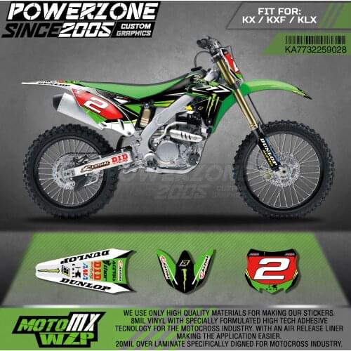 PowerZone Custom Team Graphics Decals 3M Stickers Kit For Kawasaki Sticker Decal 2013-2016 KX250F 28