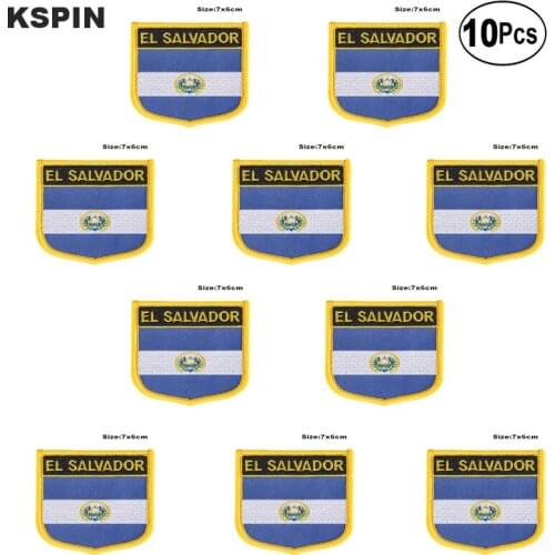 El Salvador Flag Embroidery Patches Iron on Saw on Transfer patches Sewing Applications for Clothes in Home&Garden