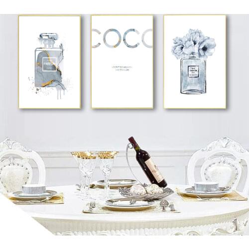 Wall Art Decoration Wall Pictures For Living Room Perfume Bottle Poster Alcohol Ink Art Prints Perfume Flower Canvas Painting