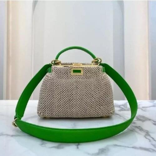 New Fashion Woven Simple Luxury Female Bag Straw Woven Color One-shoulder Bag Beach Travel Cross-slung Portable Shopping Bag