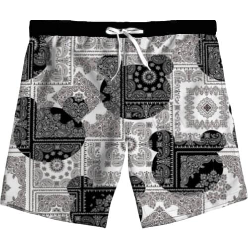 New Fashion Bandana 3D Print Paisley Woman Men Summer Beach Loose Shorts Casual Pants Polyester V18