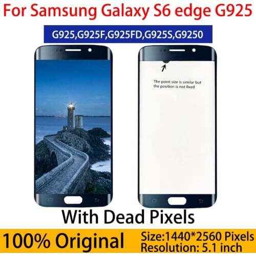 Original LCD With defect For SAMSUNG GALAXY S6 edge G925 SM-G925F G925FD Display and Touch Screen Digitizer Assembly Replacement