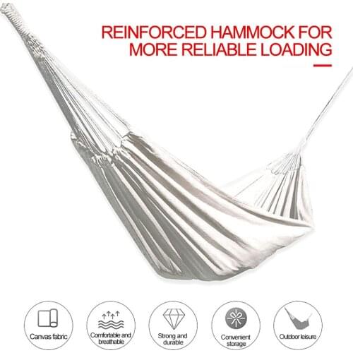 Outdoor Hammock Canvas Pure Color Comfortable Widen Cotton Hammock for Travel Camping 200*150CM