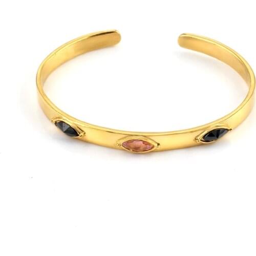 Opening Cuff Golden bracelet 316L Stainless Steel Accesories For Mens Womens bracelets Inlaid crystal Bangles Fashion Jewelry