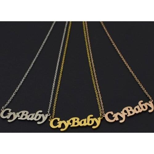 Stainless steel new crybaby Necklace simple creative letter necklace