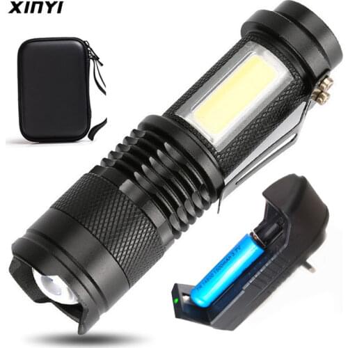 2000LM Portable LED Torch Q5 COB Mini Black Waterproof LED Flashlight Zoom Torch Penlight Use AA 14500 Battery Lighting Lantern