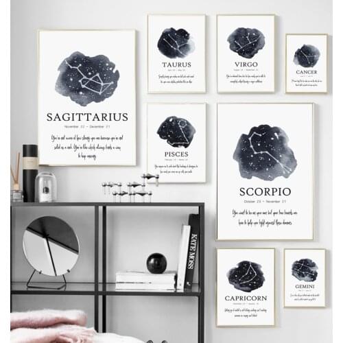 Divination Prophecy Twelve Constellations Wall Art Canvas Painting Nordic Posters And Prints Wall Pictures For Living Room Decor