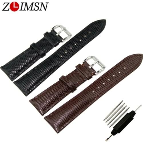 ZLIMSN Snake Grain Calf Skin Leather Watch Straps Black And Brown Band Bracelet Belt Watchband Homme For Woman And Mens 20mm