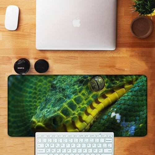 Green Python Snake Rubber Extra Large Big Computer Gaming Mousepad Anti-slip Natural Rubber with Locking Edge Gaming Mouse Mat
