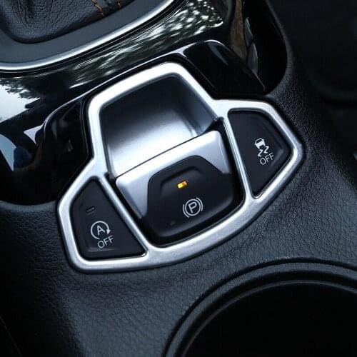 Handbrake Hand Brake Button Central Center Console Chrome Cover Trim Bezel Frame Car-Styling Kit For Jeep Compass 2017 2018