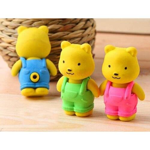 School supplies 1 pcs Creative cartoon stationery supplies removable three-dimensional bear cute eraser elementary