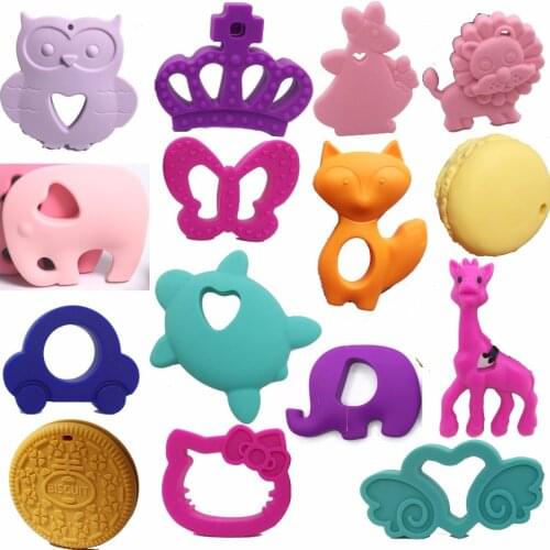 Silicone Teethers 5pcs Baby Giraffe Elephant Owl Teether BPA Free Silicone Chew Charms Baby Teething Toys Food Grade Silicone