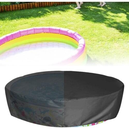 Foldable Pool Cover With Drawstring 210D Oxford Cloth Anti-UV Waterproof Kids Bathtub Cover 122/162cm Diameter Round Pool Cover