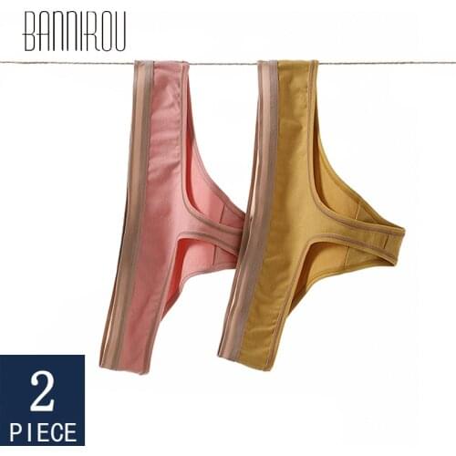 BANNIROU Sports Thongs Woman Underwear Female Cotton Solid Soft High Quality Panties For Woman Hot Sale Wholesale New 2021 2 Pcs