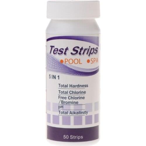 50 Strips Water Quality Test Paper Strips 5 in1 Pool Spa PH Chlorine Alkalinity Bromine Hardness Water Tester New 2019 U4LB