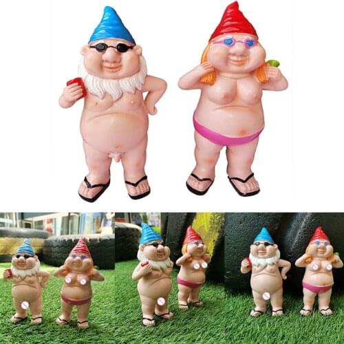 Garden Goblin-Art Decoration Naked Man Women Gnomes for Garden Yard Outdoor Resin Ornaments Home Indoor Statue Crafts Decor