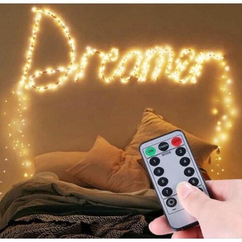 Outdoor Copper String Light 5m 10m 20m Remote Control Battery USB Garden Fairy Lights for Room Party Christmas Decoration Lamp