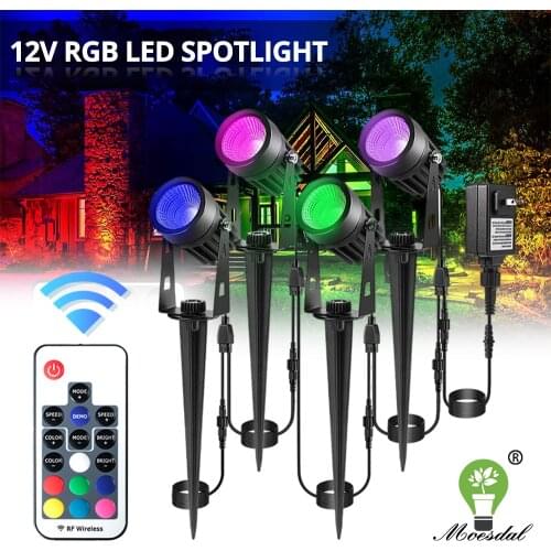 8Heads Outdoor RGB LED Landscape Lighting Lawn Lamp with Remote IP65 Waterproof LED Garden Pathway Lights Spotlights