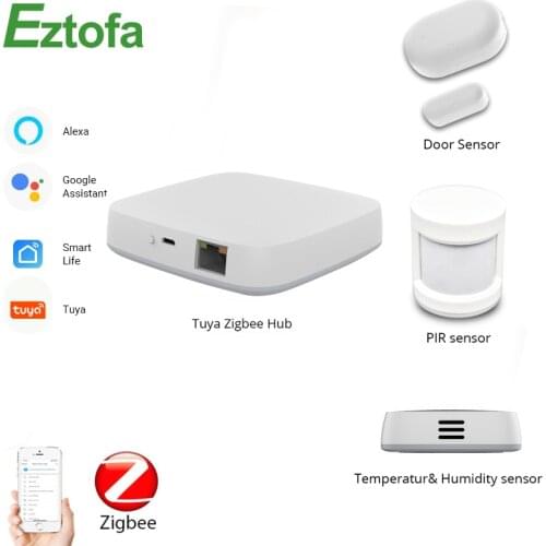 Tuya Zigbee Smart Gateway Hub Home Automation Scene Security Alarm Kit PIR Door&Window Temperature&Humidity Sensor Smart Life
