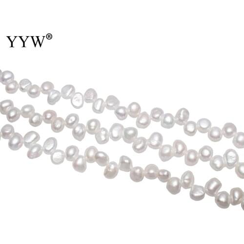 YYW High Quality Cultured Potato Freshwater Pearl Beads natural white 7-8mm Approx 0.8mm Sold Per Approx 15.2 Inch Strand