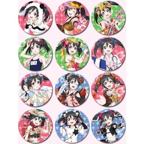 1pc 58MM Anime LOvelive Iron Button Umi Maki Eli Pins Badges Brooch Icons Brosche